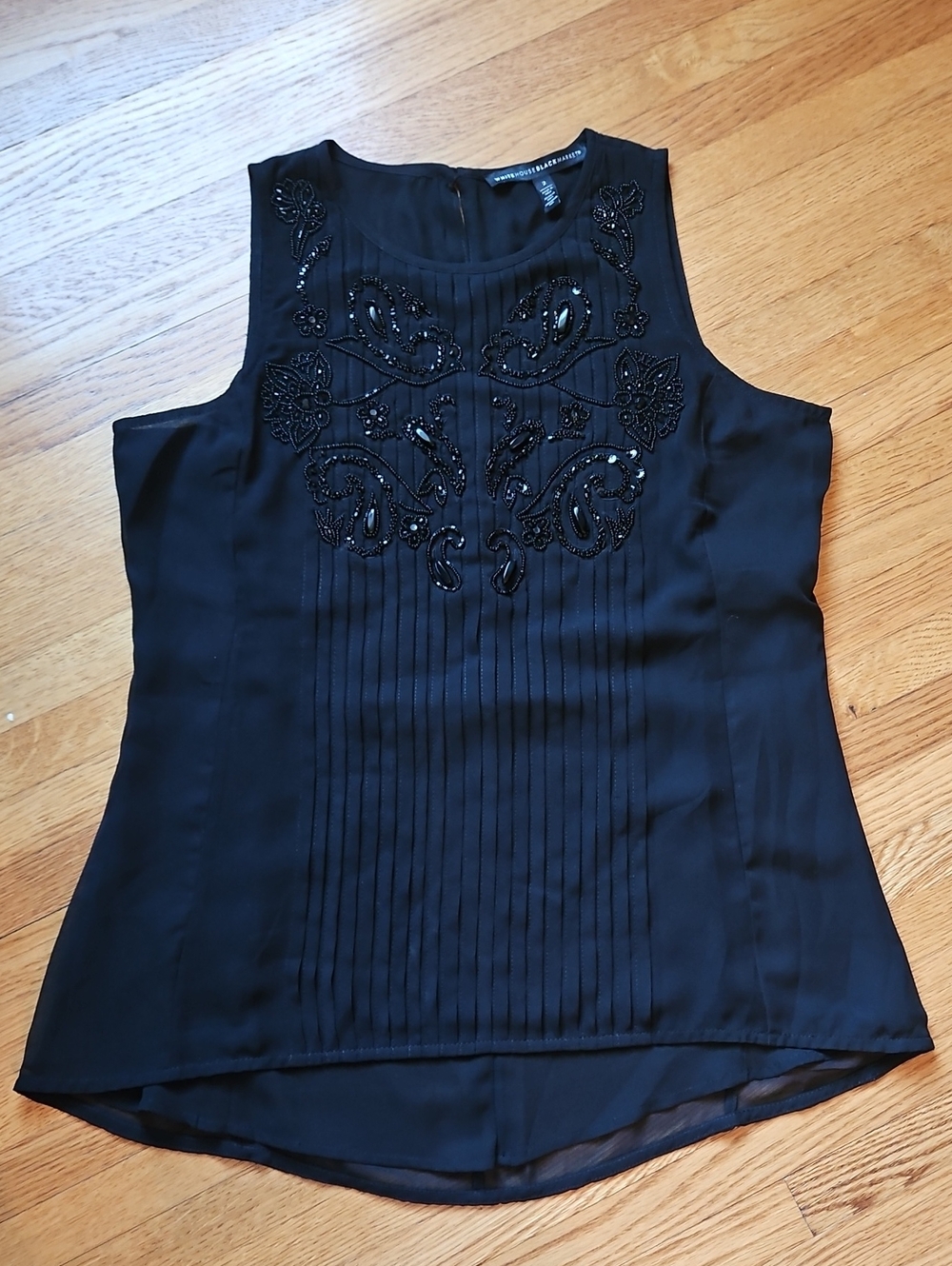 White House Black Market Black Beaded Sleeveless Camisole